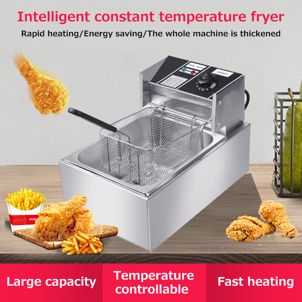 Electric Fryer Multifunctional Intelligent 6L Large Capacity 2500W High Power Stainless Steel Automatic Constant Temperature for Home Commercial Stalls